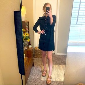 J Crew Black Button Down Shift Dress